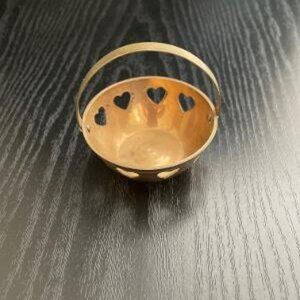Tiny Brass Basket With Hearts